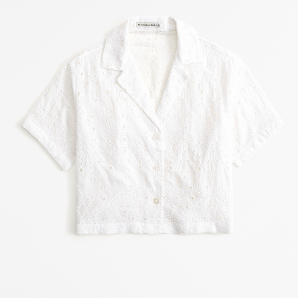 Abercrombie & Fitch Short-Sleeved Cropped Schiffili Shirt